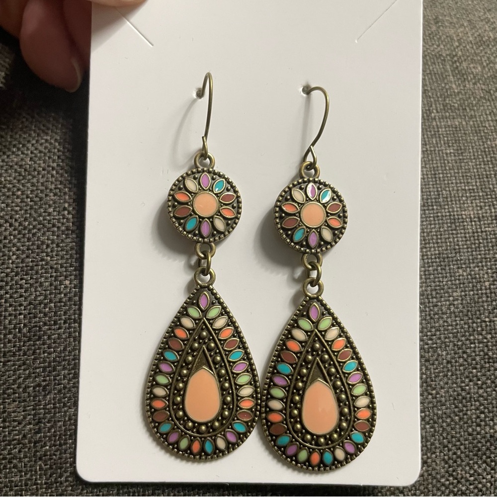 Bohemian Multicolor Teardrop Dangle Earrings